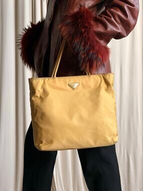 Vintage Prada Yellow Nylon Tessuto Tote